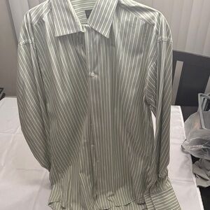 Ike Behar Men's Green Striped Button Down Shirt